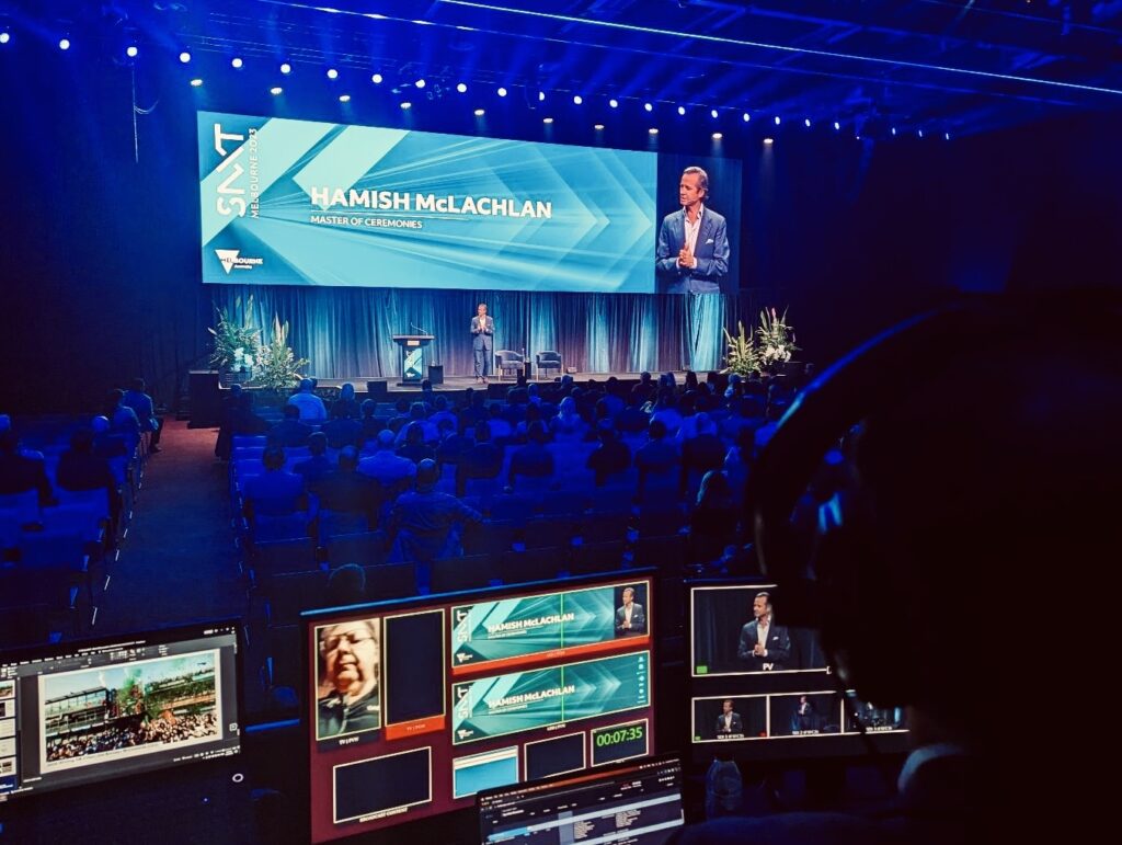 Sportnxt conference AV LED Screen lighting audio show calling producing Melbourne