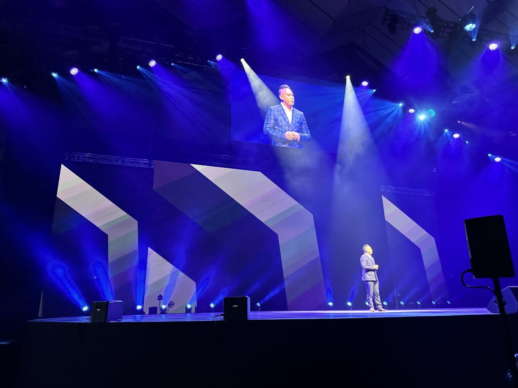 AV LED Screen MCA Audio Lighting WOOHAH Conference Chemist Warehouse Cameras Media Server Barco E2 Camera Direction