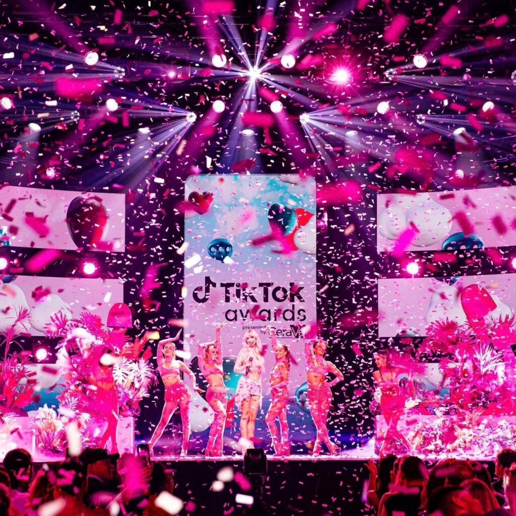 AV LED Screen TikTok Awards Audio Lighting WOOHAH Technical Direction Cameras Media Server Barco E2