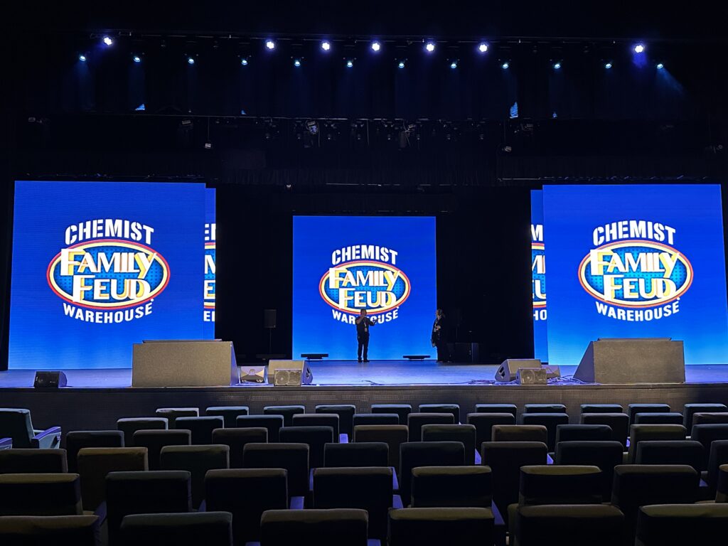 AV LED Screen MCEC Audio Lighting WOOHAH Conference Chemist Warehouse Cameras Media Server Barco E2